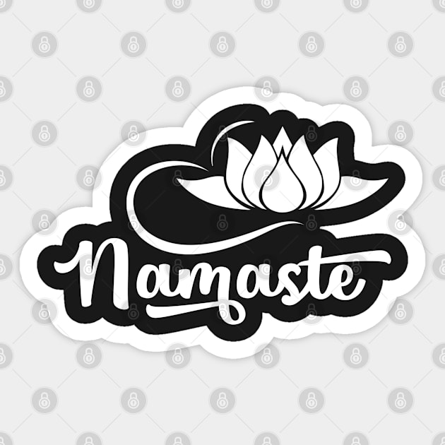 White text Namaste Sticker by TheBlackCatprints